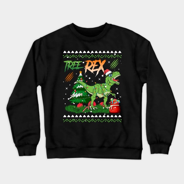 Tree-Rex Santa Saurus Christmas Tree Kids Boys Girls Dinosaur Xmas Ugly Sweater Crewneck Sweatshirt by teespringplus